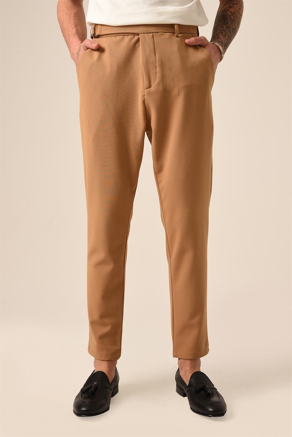 بنطلون رجالي بحزام عالي الخصر