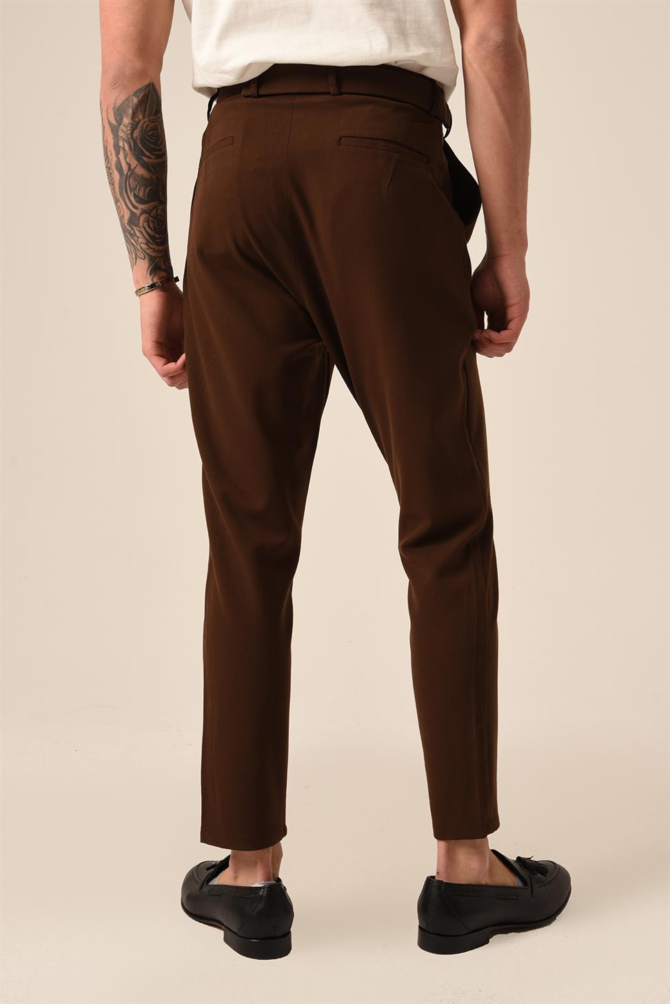 بنطلون رجالي بحزام عالي الخصر