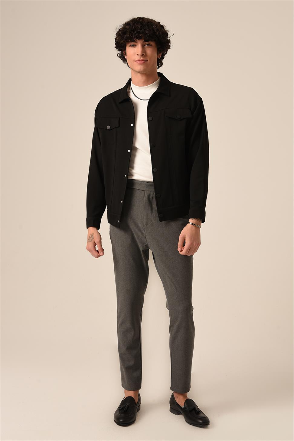 بنطلون رجالي بحزام عالي الخصر