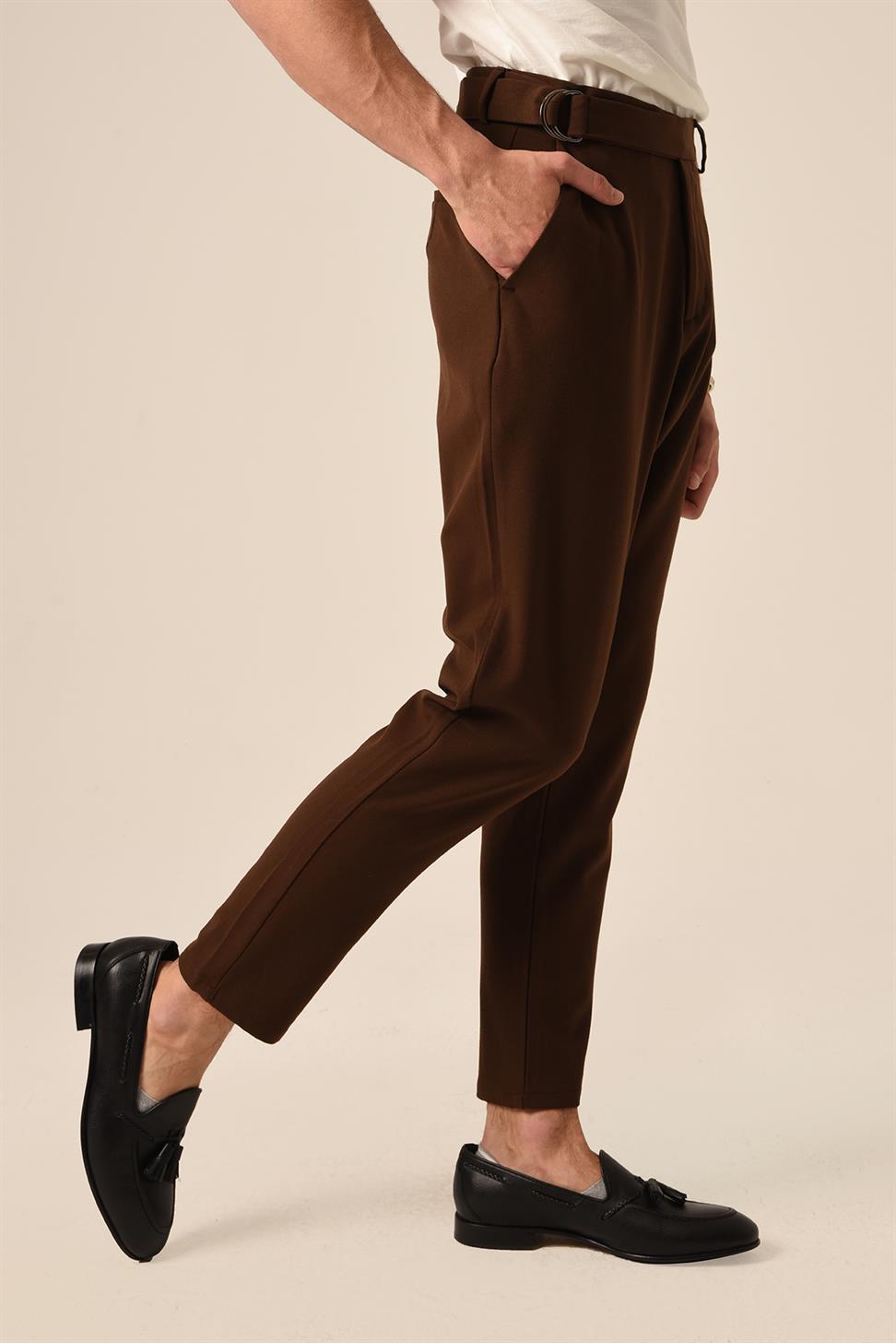 بنطلون رجالي بحزام عالي الخصر