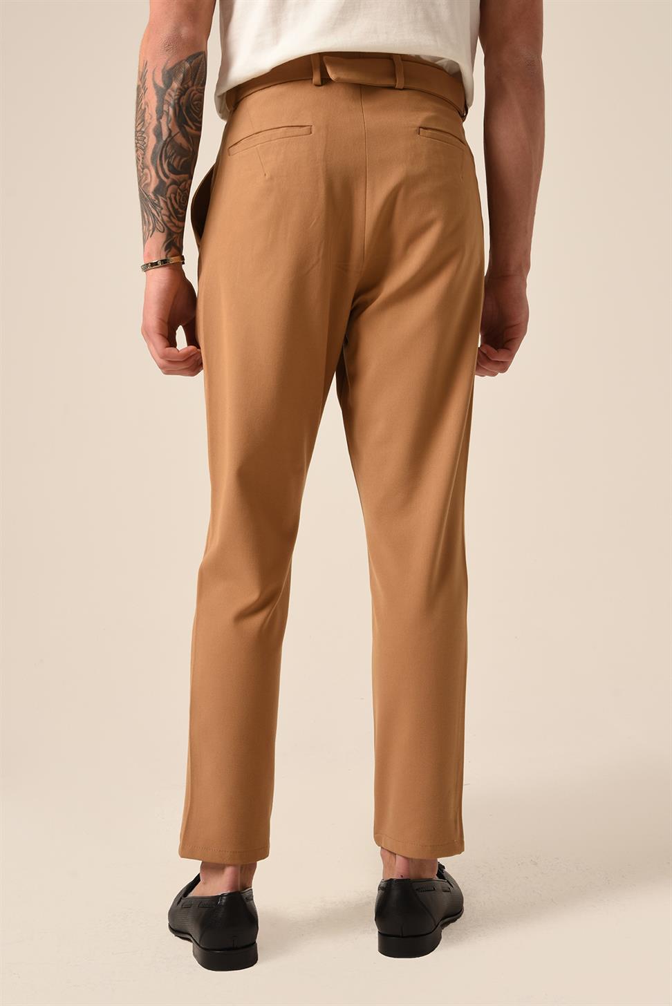 بنطلون رجالي بحزام عالي الخصر