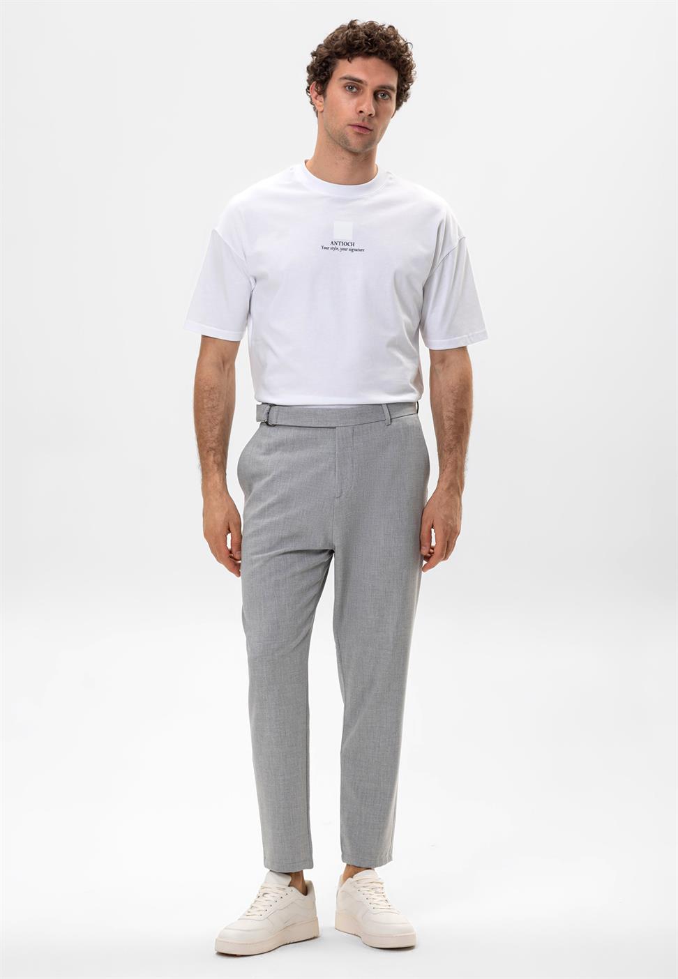 بنطلون رجالي بحزام عالي الخصر