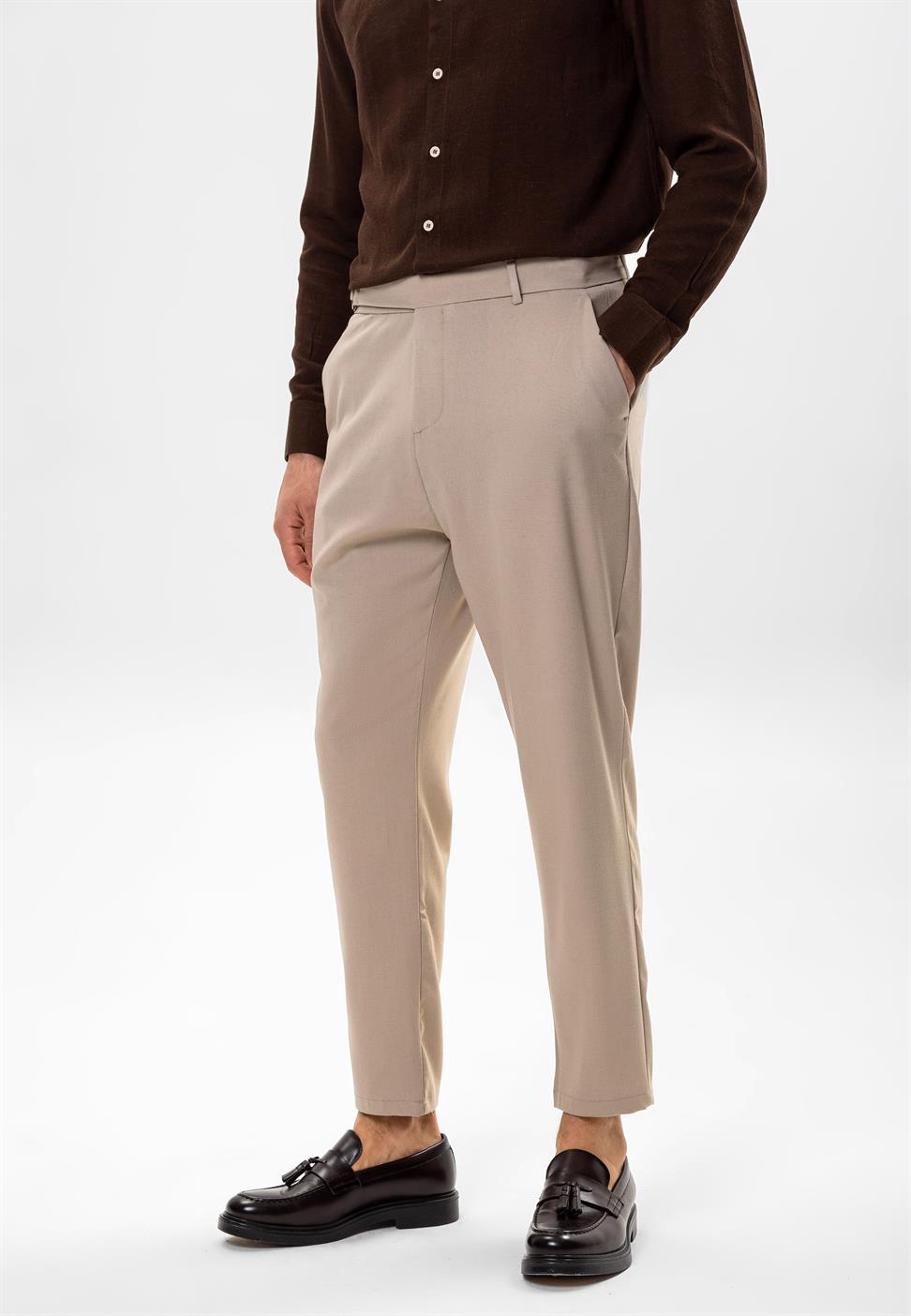 بنطلون رجالي بحزام عالي الخصر