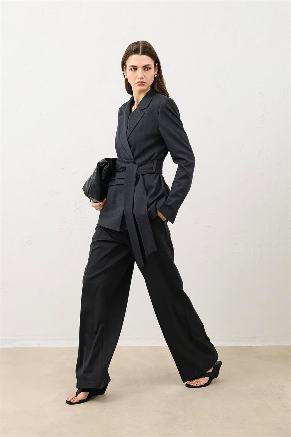 Fitted Belted Womens Blazer Jacket