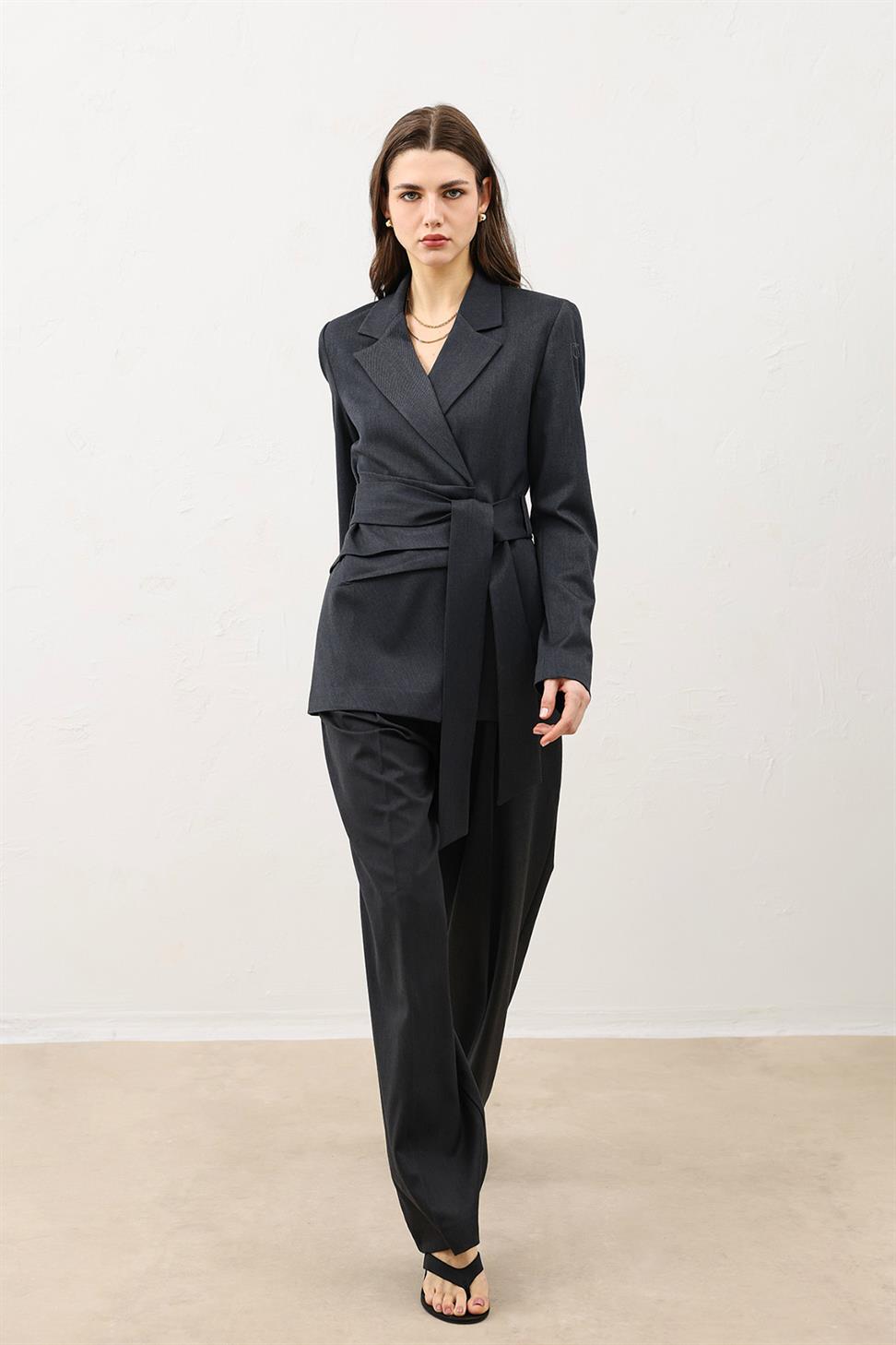 Fitted Belted Womens Blazer Jacket