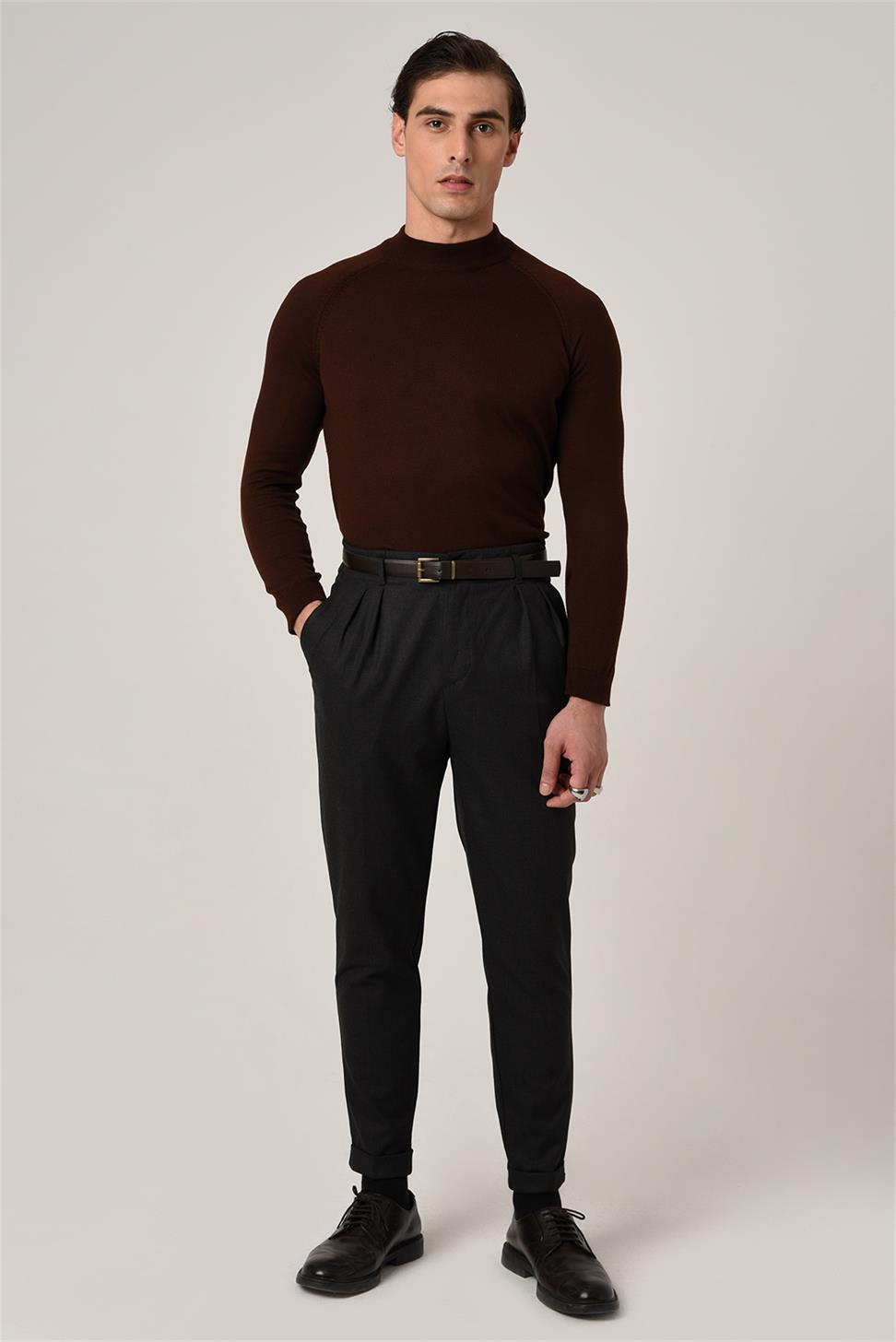 Antioch Füme Yüksek Bel Kemerli Pantolon