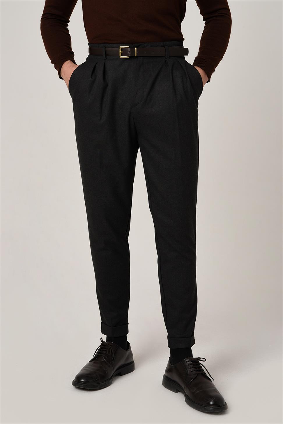 Antioch Füme Yüksek Bel Kemerli Pantolon