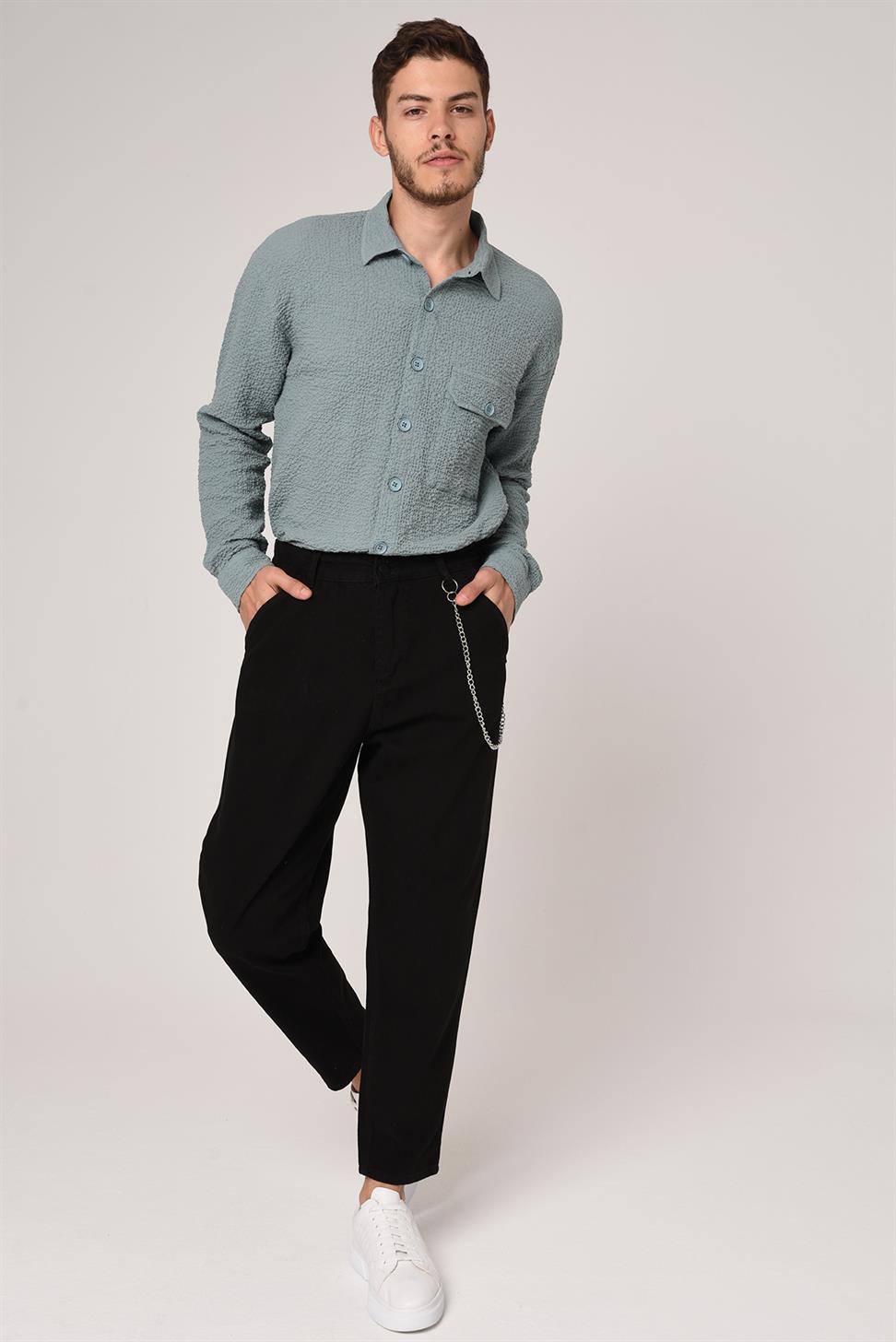 بنطلون بوي فريند من قماش الجبردين