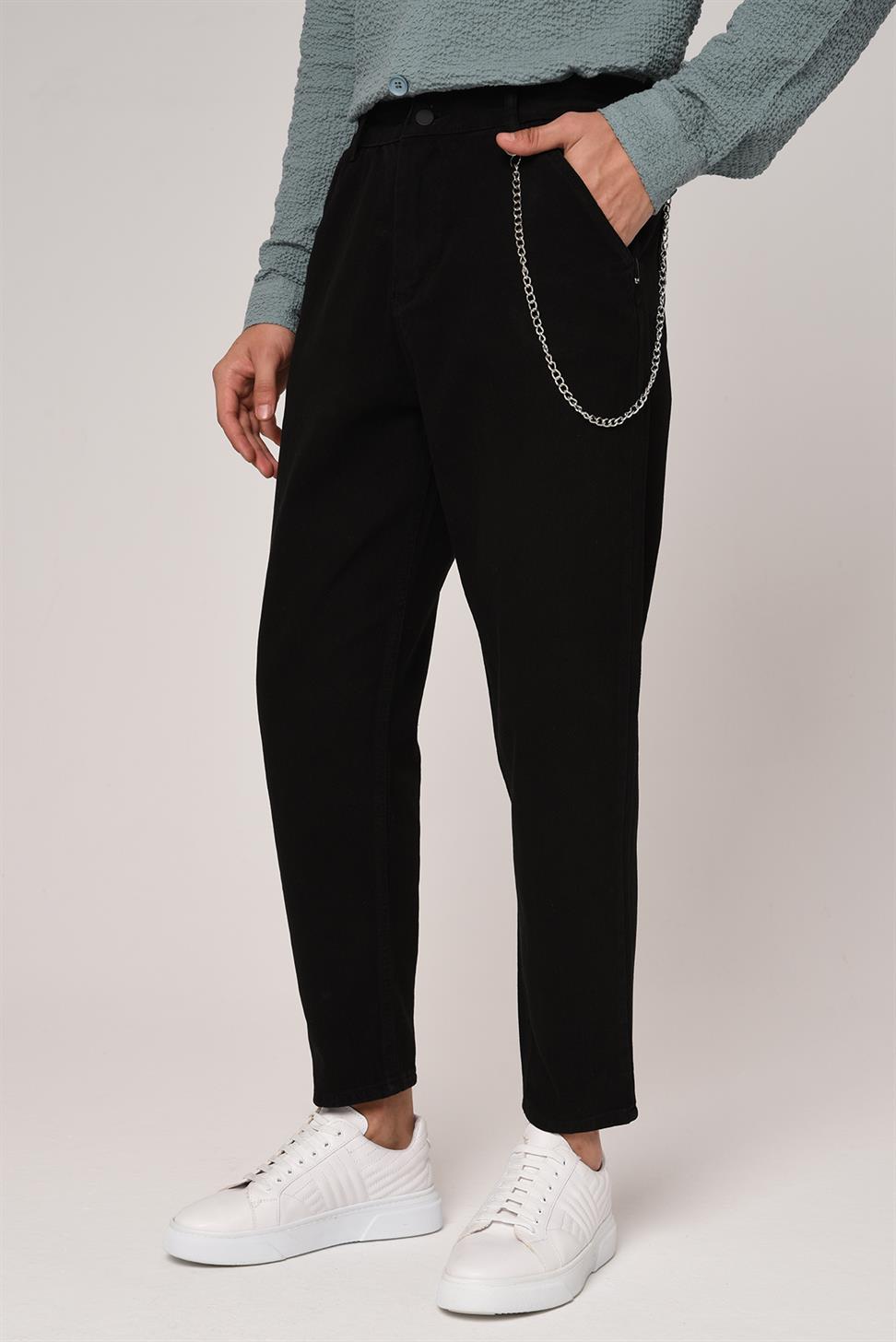 بنطلون بوي فريند من قماش الجبردين