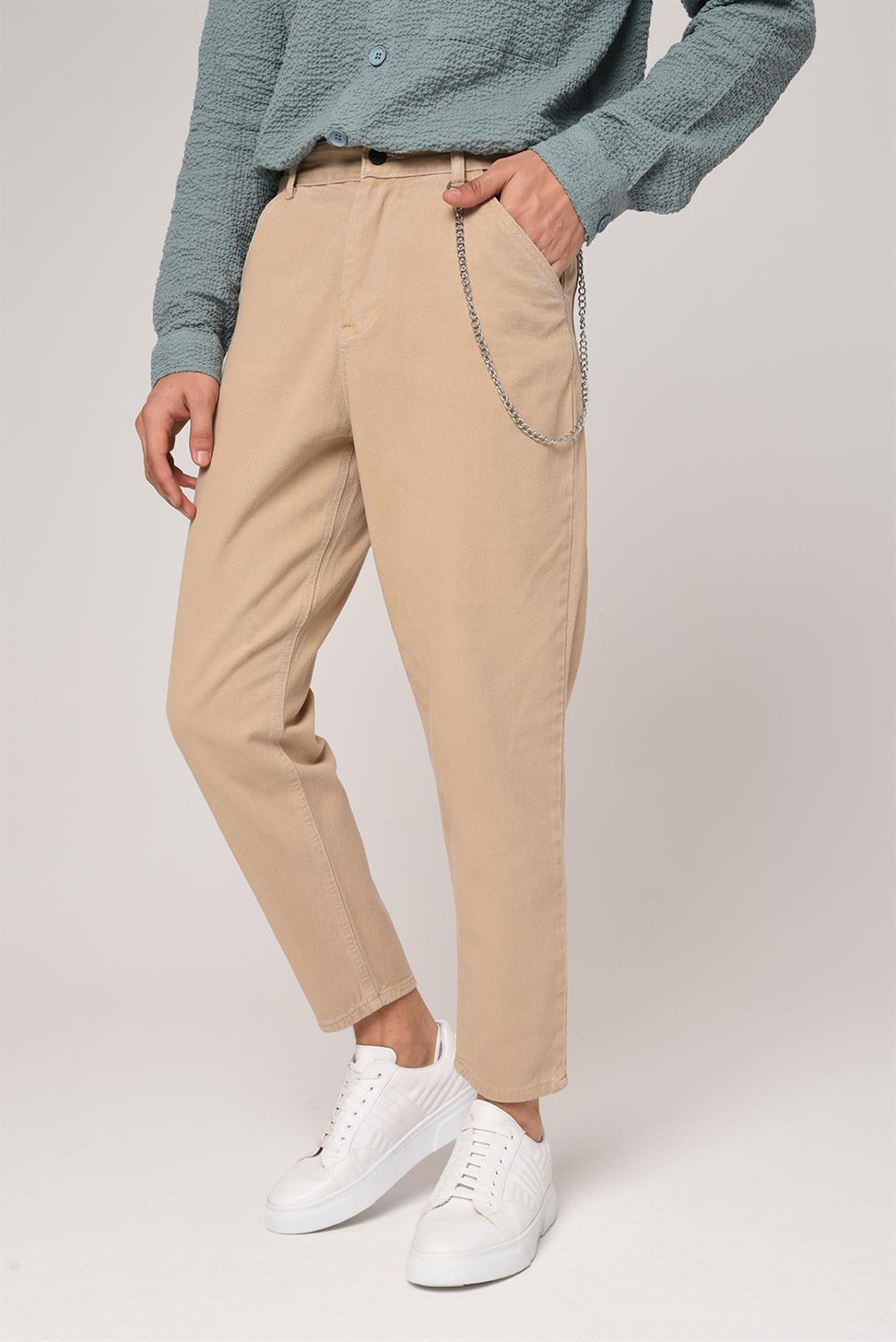 بنطلون بوي فريند من قماش الجبردين