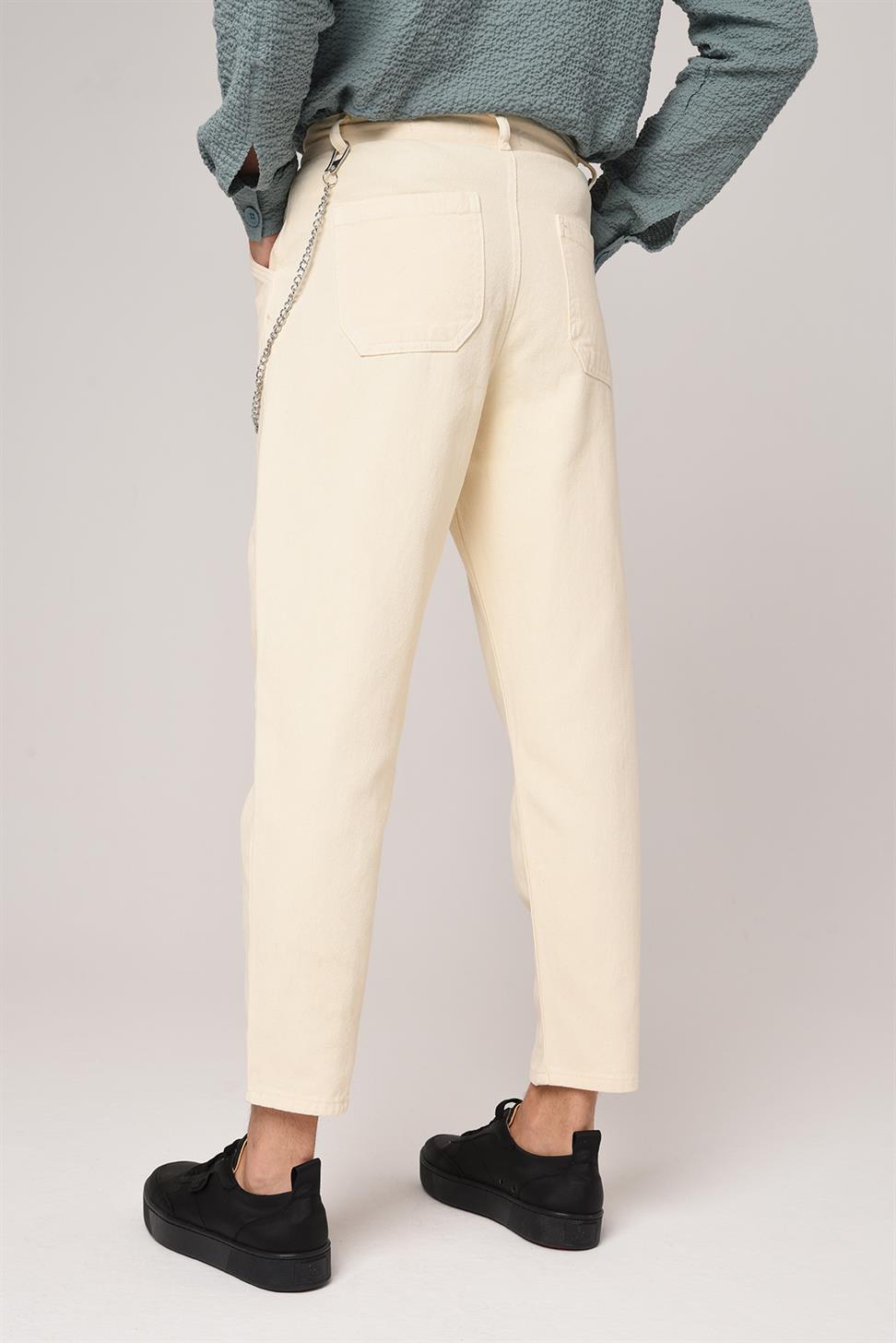 بنطلون بوي فريند من قماش الجبردين