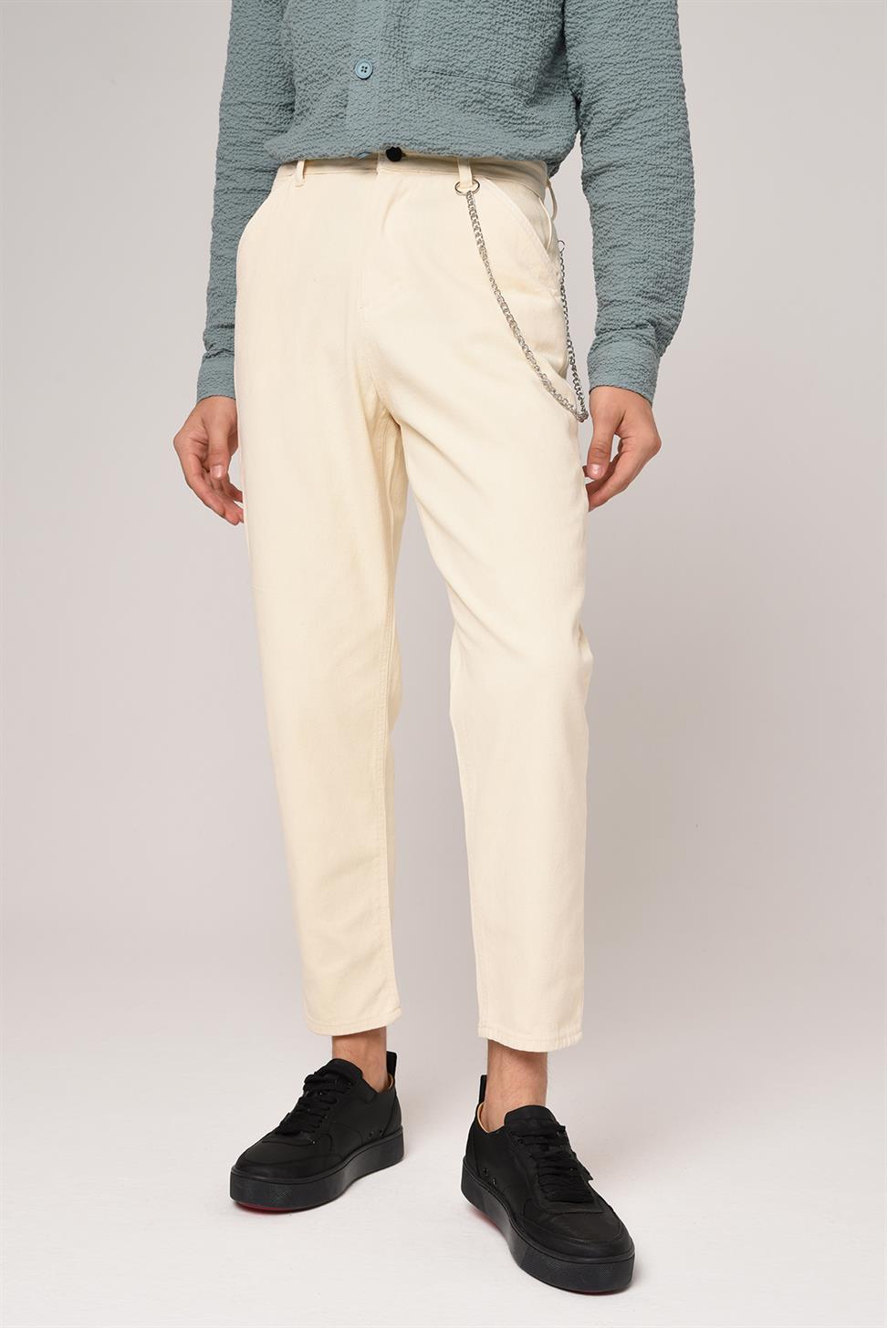 بنطلون بوي فريند من قماش الجبردين