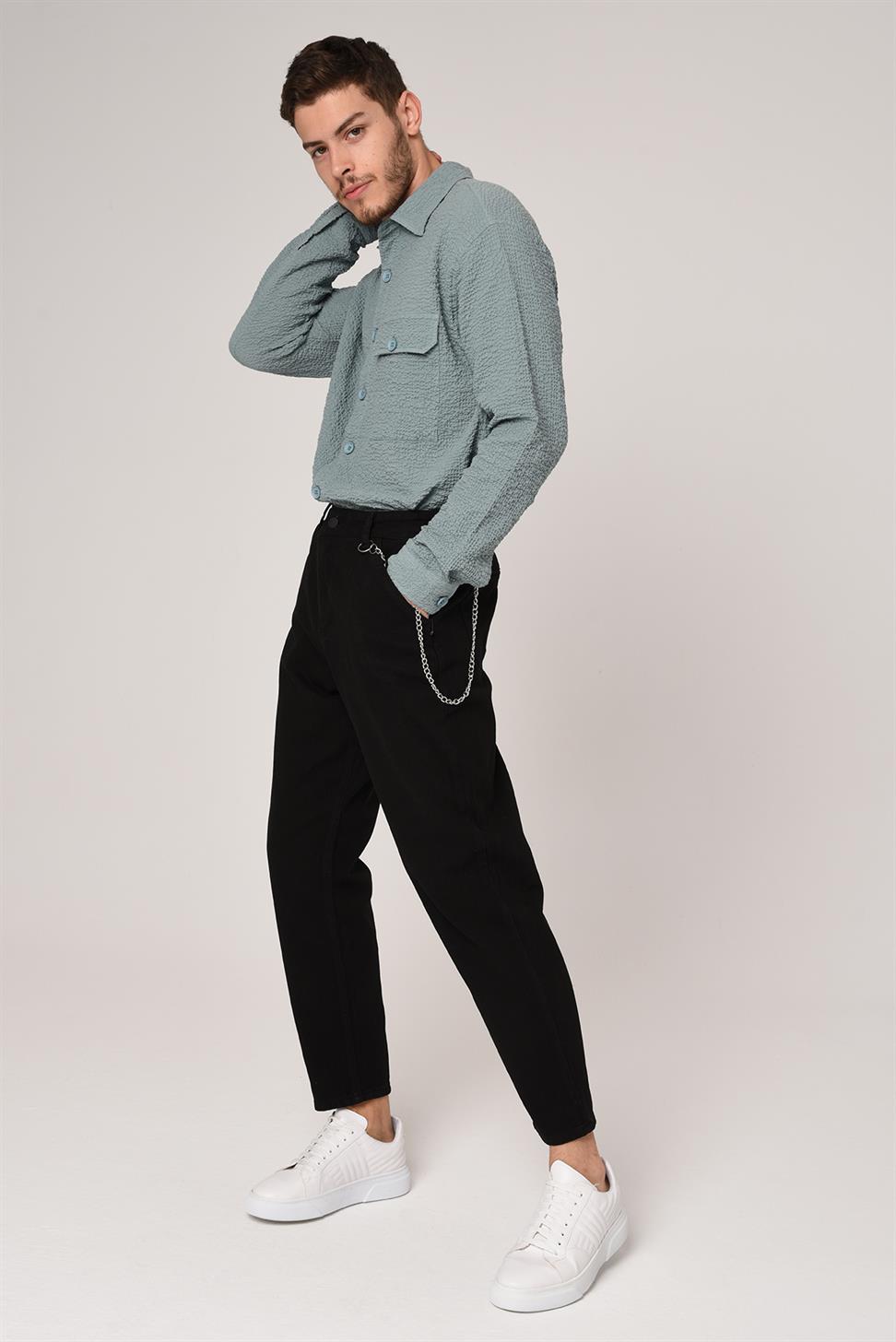 بنطلون بوي فريند من قماش الجبردين