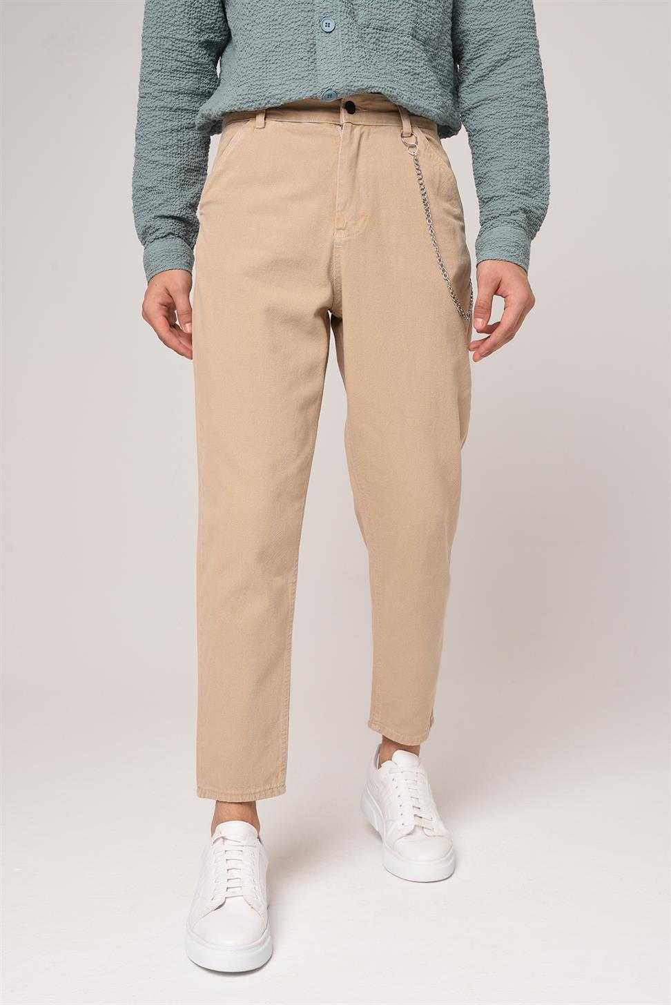 بنطلون بوي فريند من قماش الجبردين