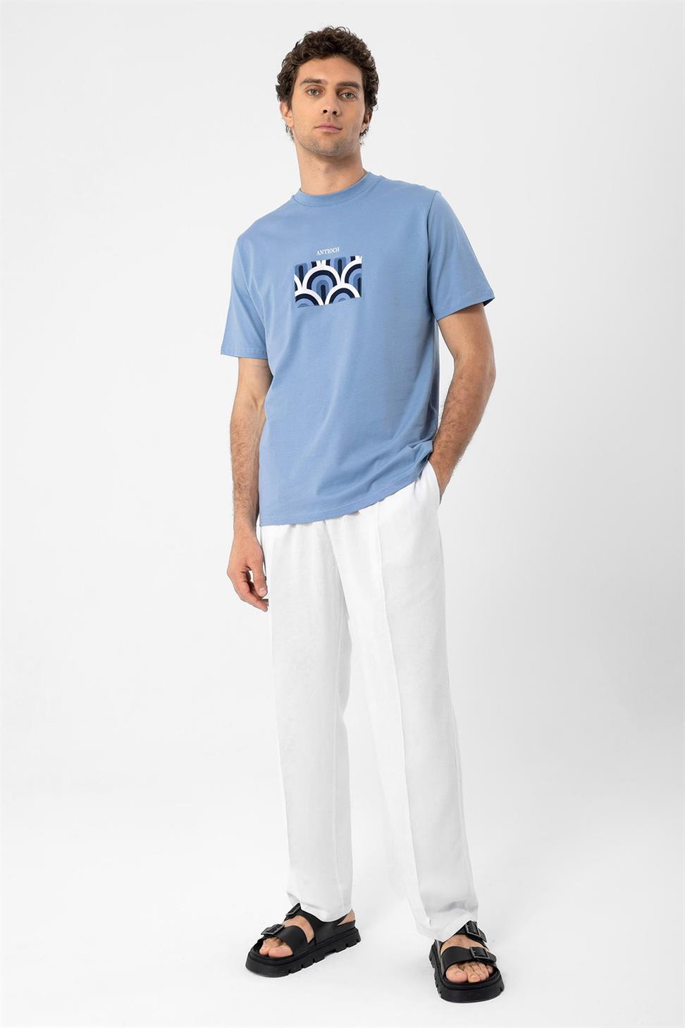 تي شيرت رجالي بطباعة عادية على الصدر