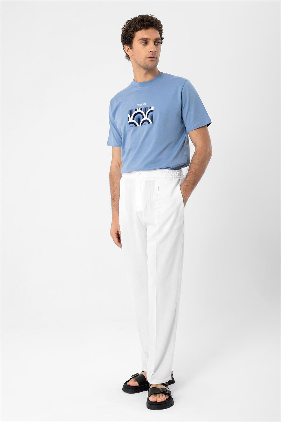 تي شيرت رجالي بطباعة عادية على الصدر