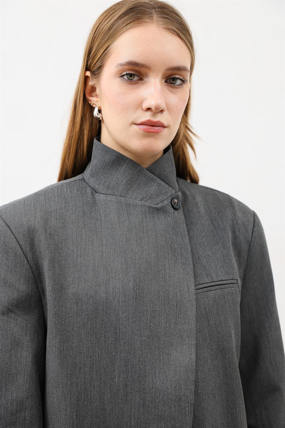 Womens Stand Collar Blazer Jacket