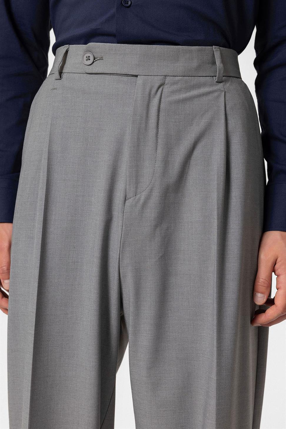 بنطلون قماشي فضفاض عالي الخصر للرجال