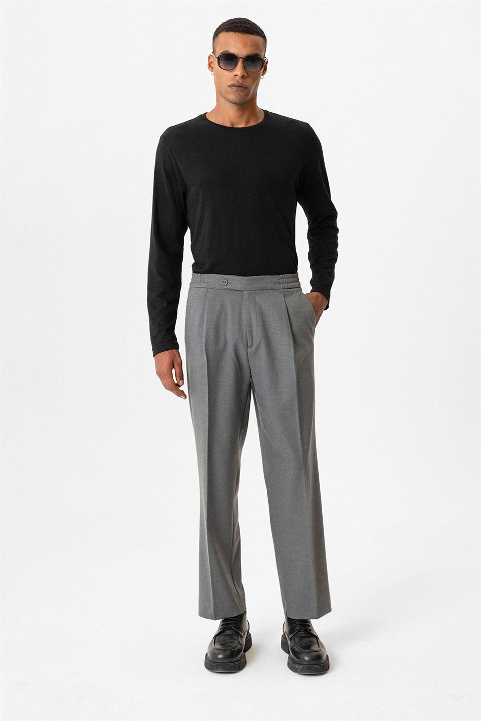 Antioch Gri Elastik Belli Baggy Erkek Pantolon