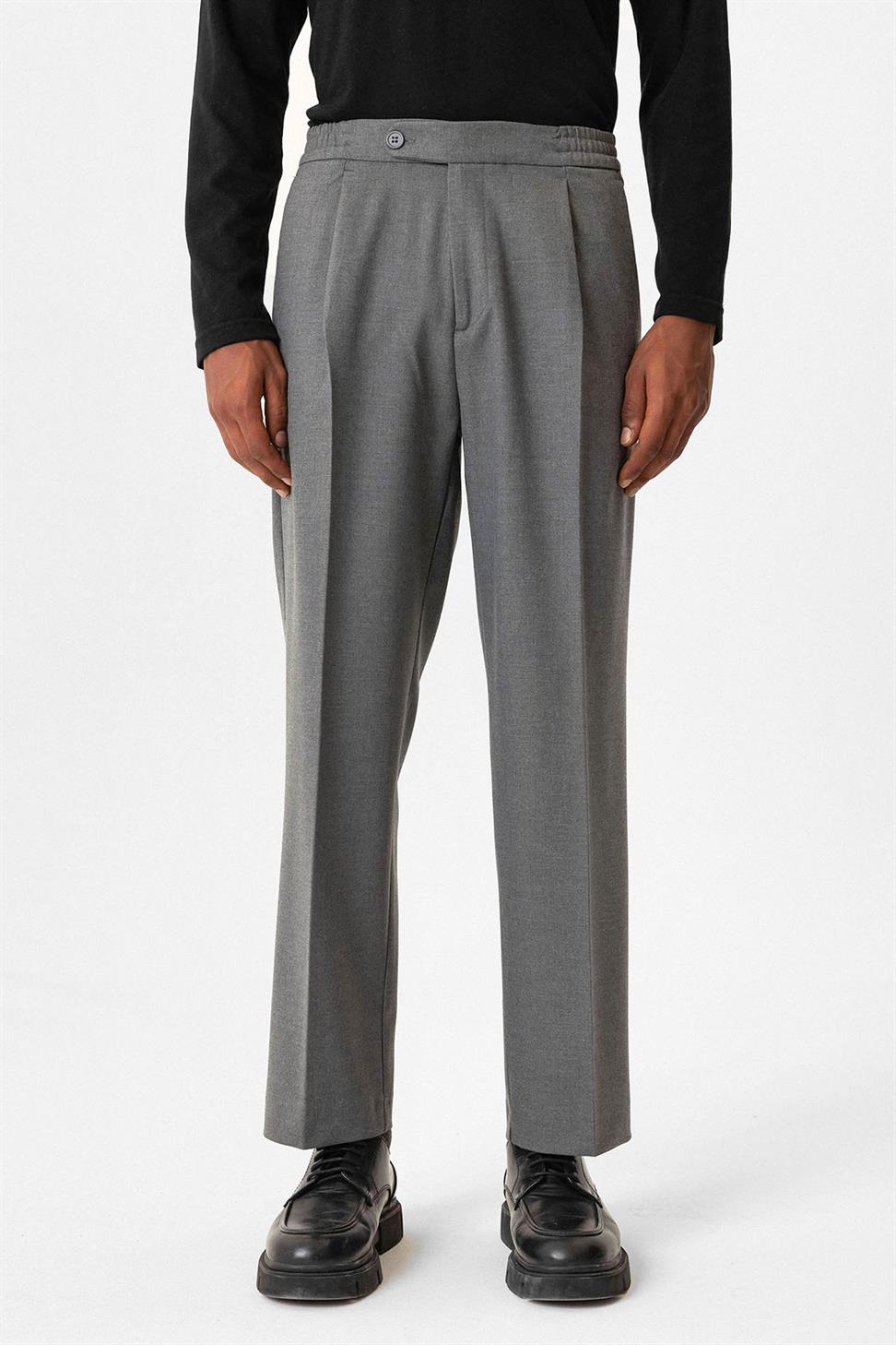 Antioch Gri Elastik Belli Baggy Erkek Pantolon