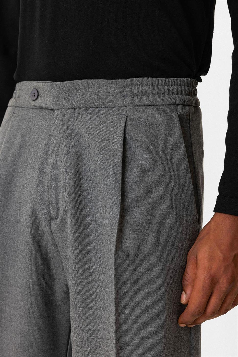 Antioch Gri Elastik Belli Baggy Erkek Pantolon