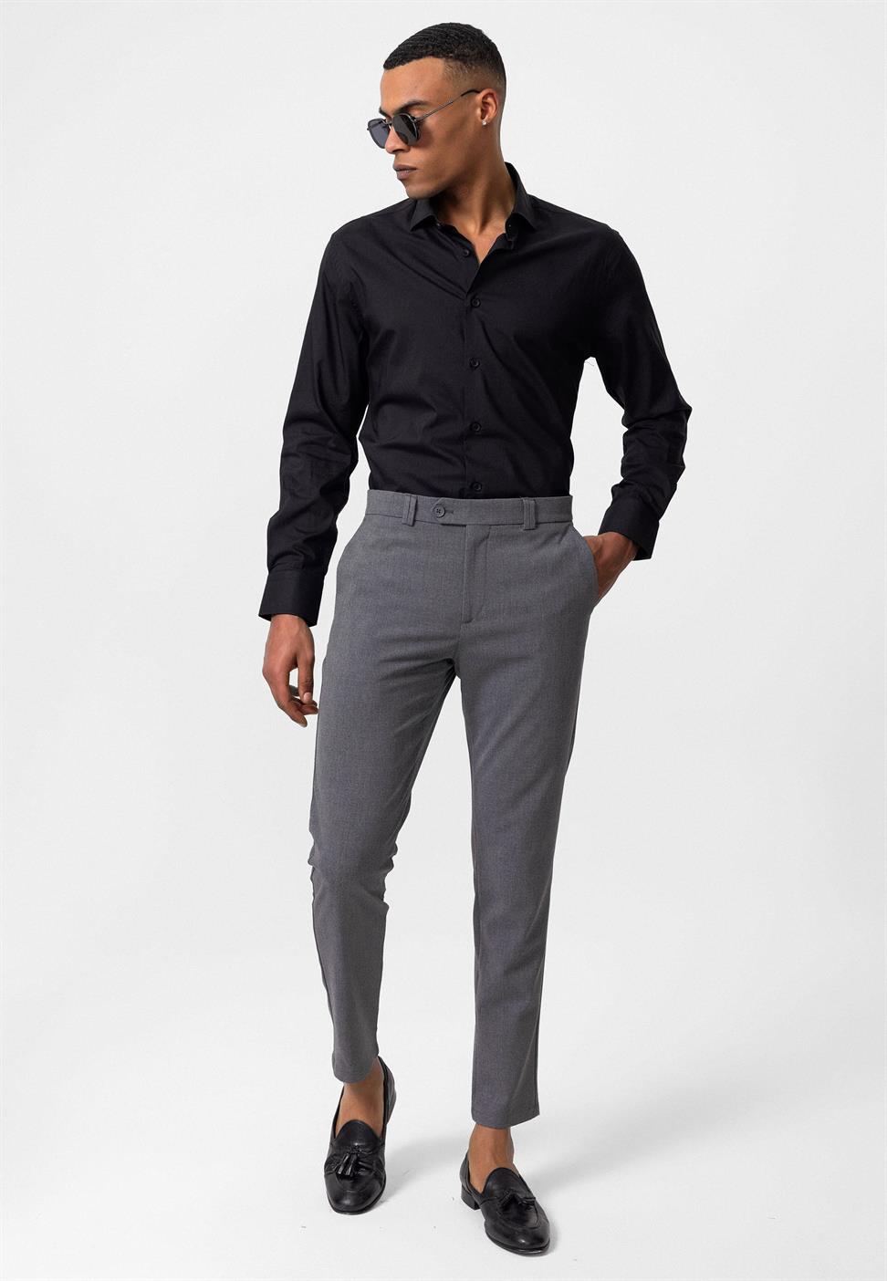 Antioch Gri Erkek Slim Fit Kumaş Pantolon