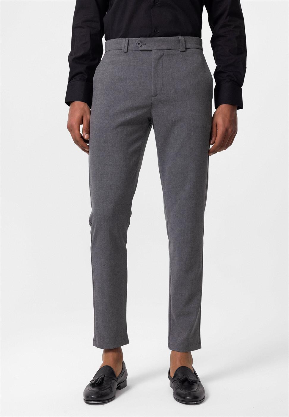 Antioch Gri Erkek Slim Fit Kumaş Pantolon