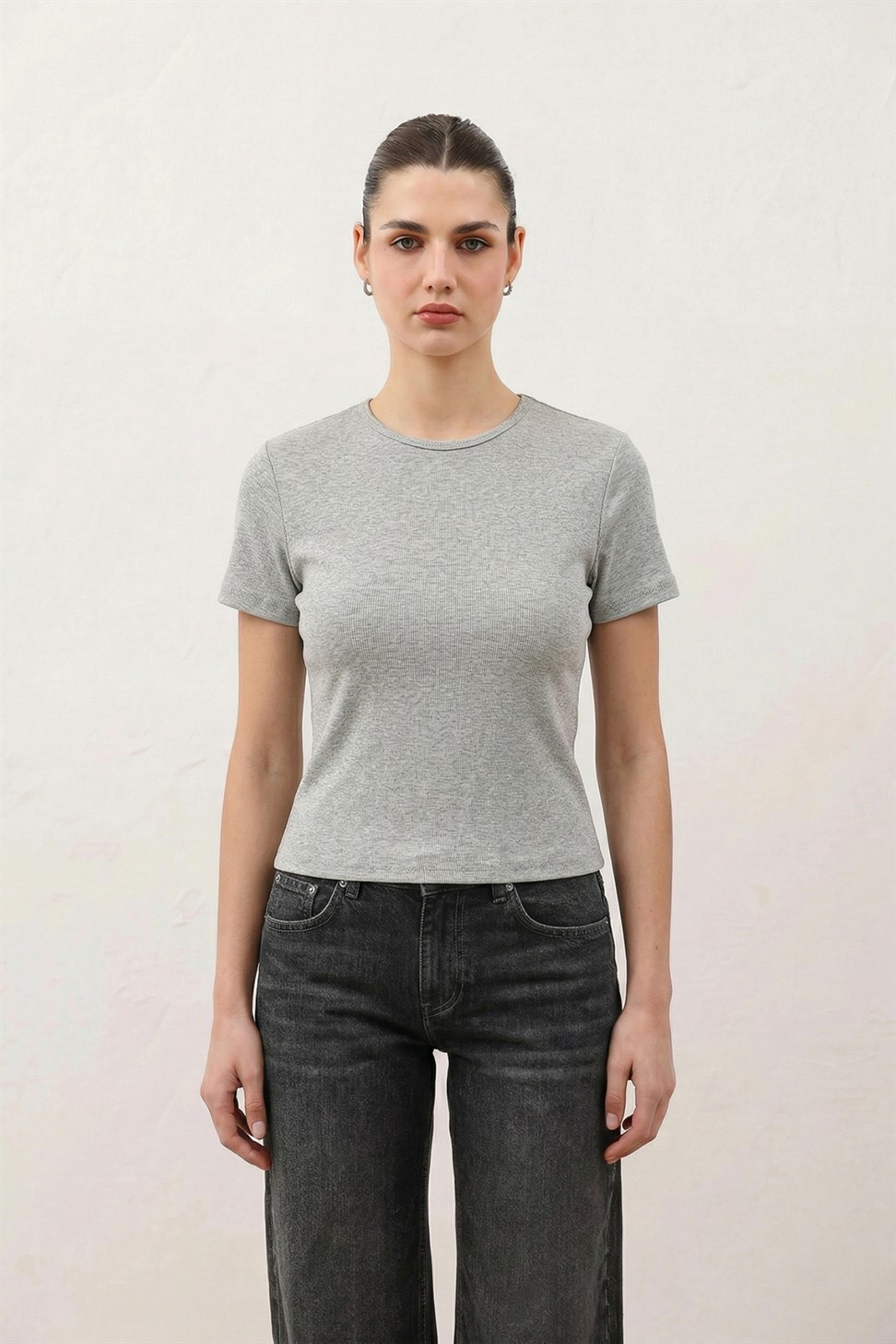 Antioch Gri Kadın Basic T-Shirt