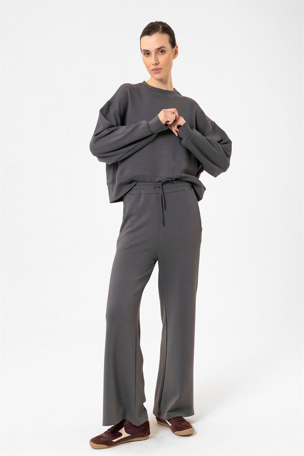 Antioch Gri Kadın İspanyol Paça Eşofman Takım