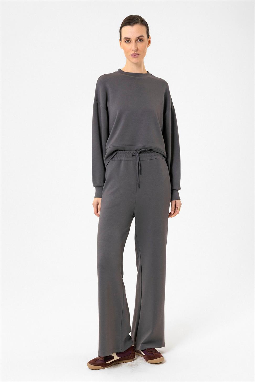 Antioch Gri Kadın İspanyol Paça Eşofman Takım