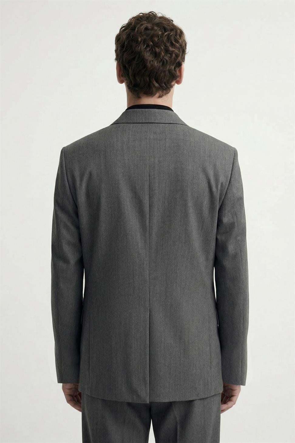 Antioch Gri Kruvaze Çizgili Erkek Takım Elbise