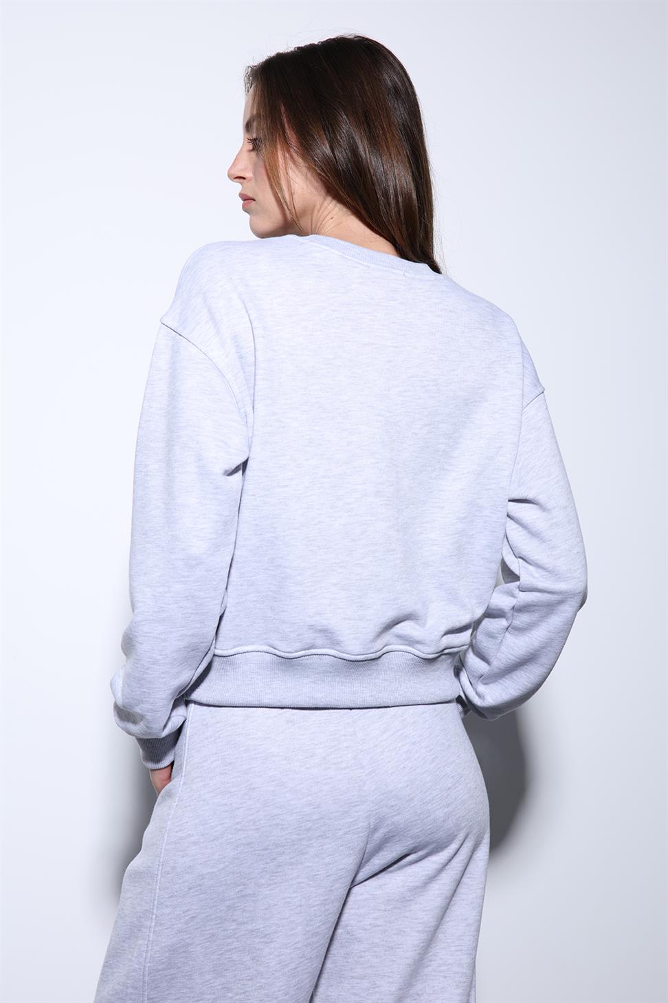 Antioch Gri Melanj Basic Kadın Sweatshirt