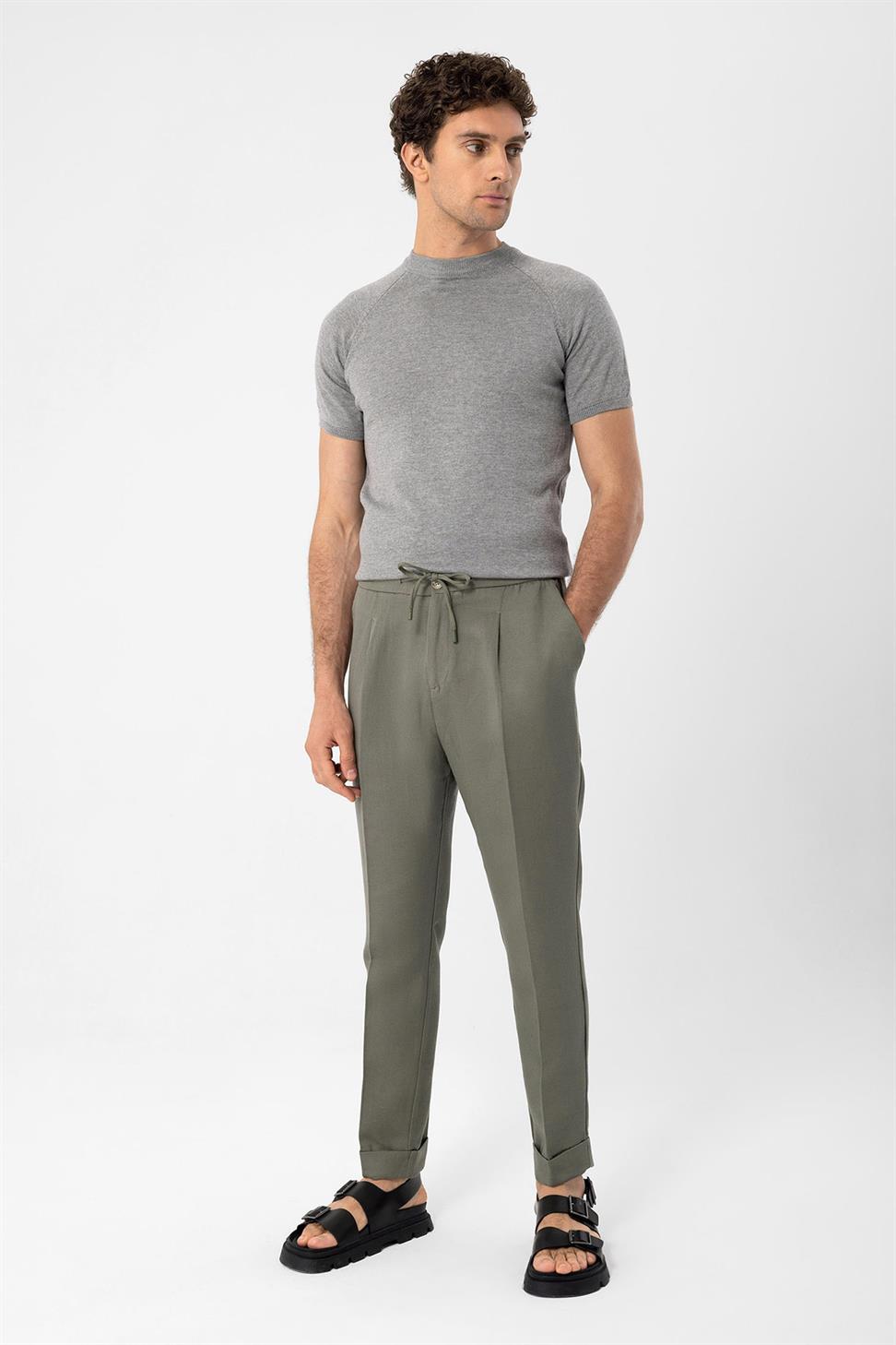 Antioch Gri Melanj Bisiklet Yaka Slim Fit Erkek Triko T-Shirt