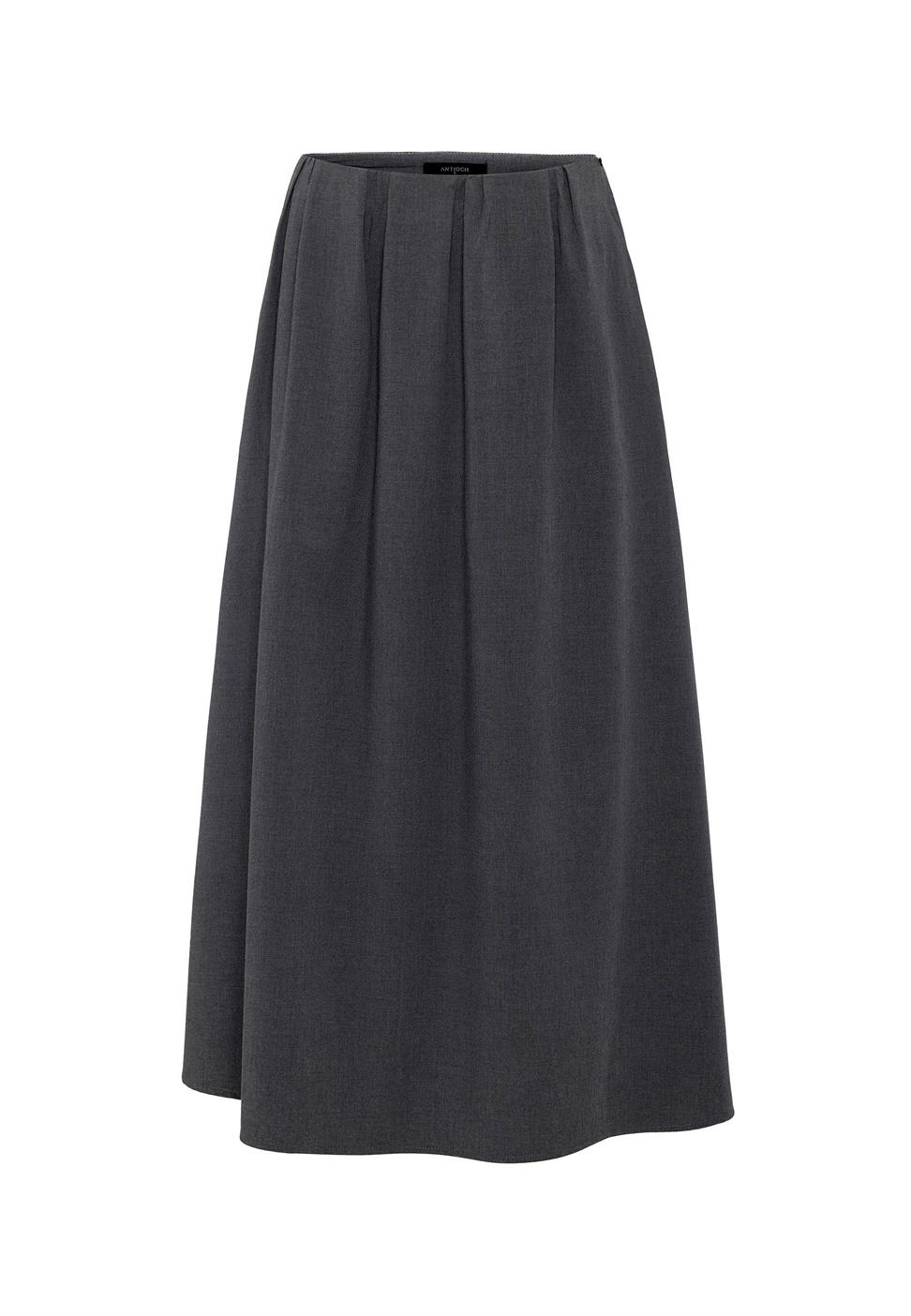 Antioch Gri Pilili Kadın Midi Etek