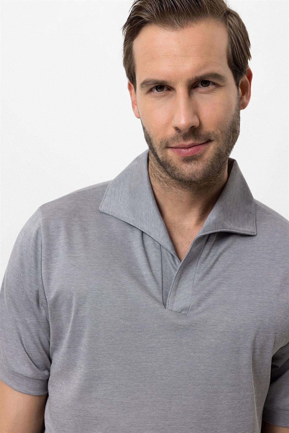 Antioch Gri Regular Fit Apaş Yaka Erkek T-Shirt