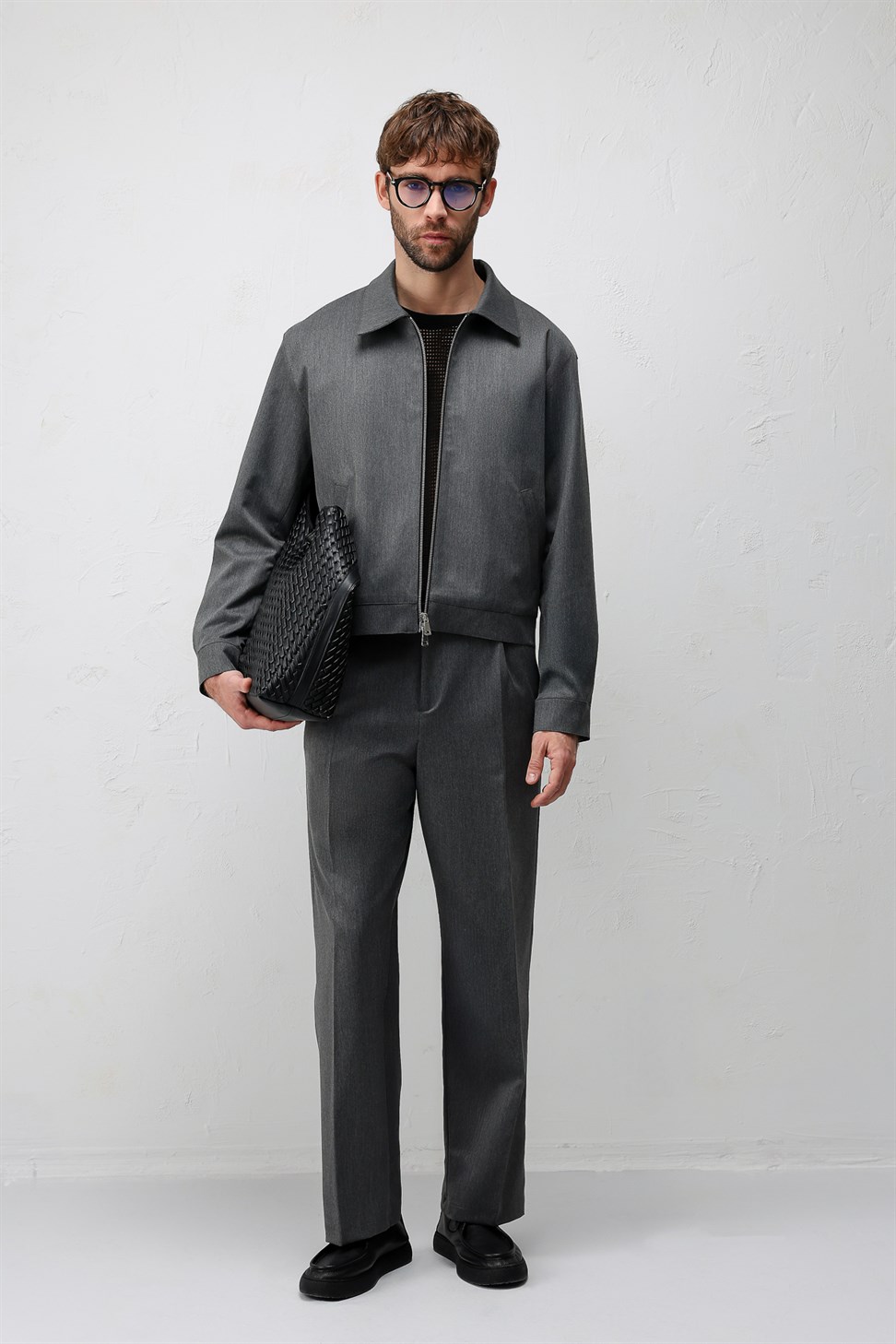 Antioch Gri Relaxed Fit Fermuarlı Erkek Mont