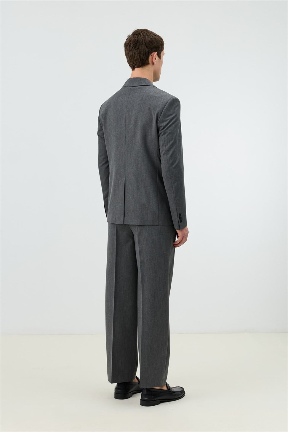 Antioch Gri Relaxed Kruvaze Erkek Blazer Ceket