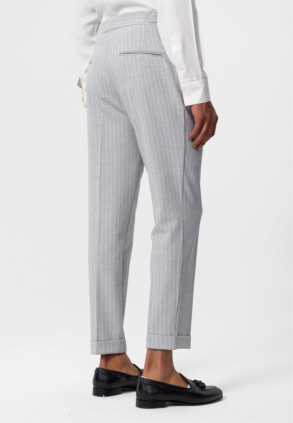 بنطلون رجالي مخطط بخصر مرتفع للرجال