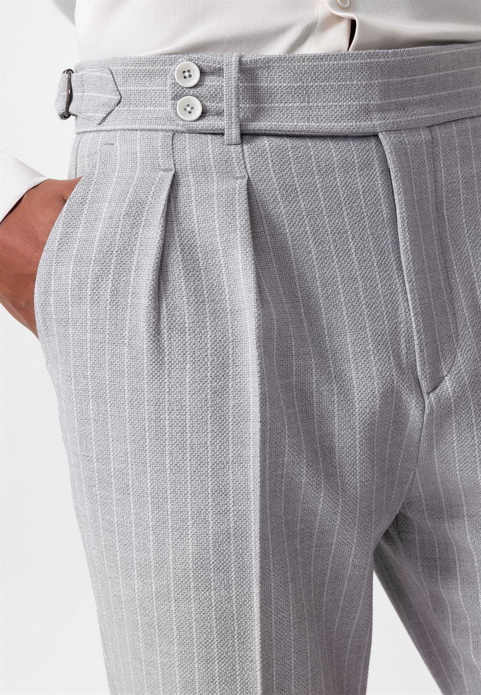 بنطلون رجالي مخطط بخصر مرتفع للرجال