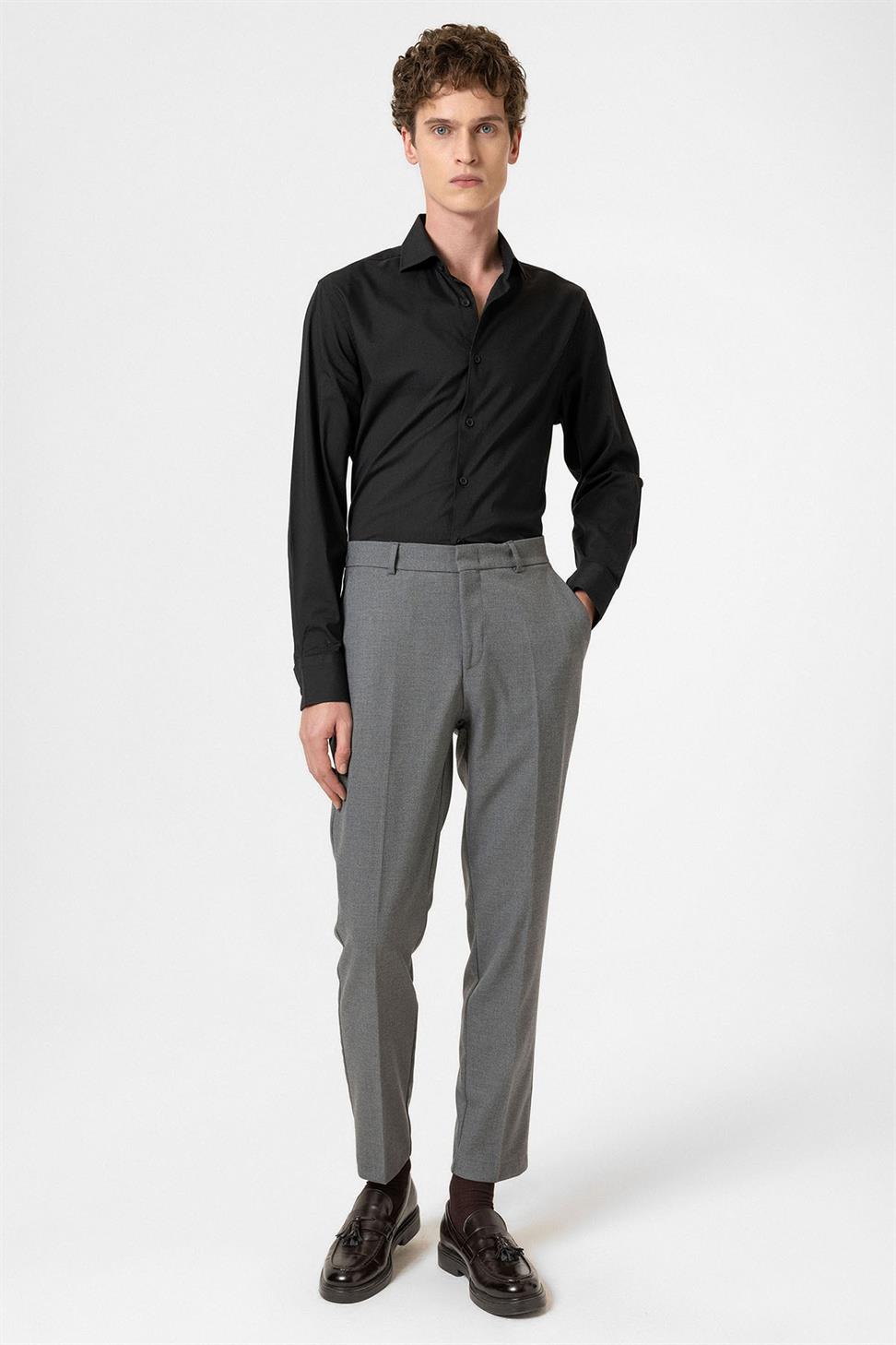 Antioch Gri Yüksek Bel Klasik Erkek Pantolon