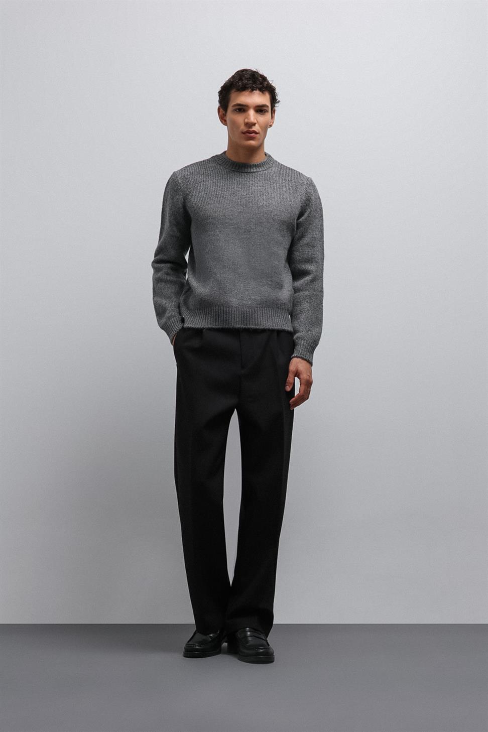 Antioch Gri Yumuşak Dokulu Erkek Kazak