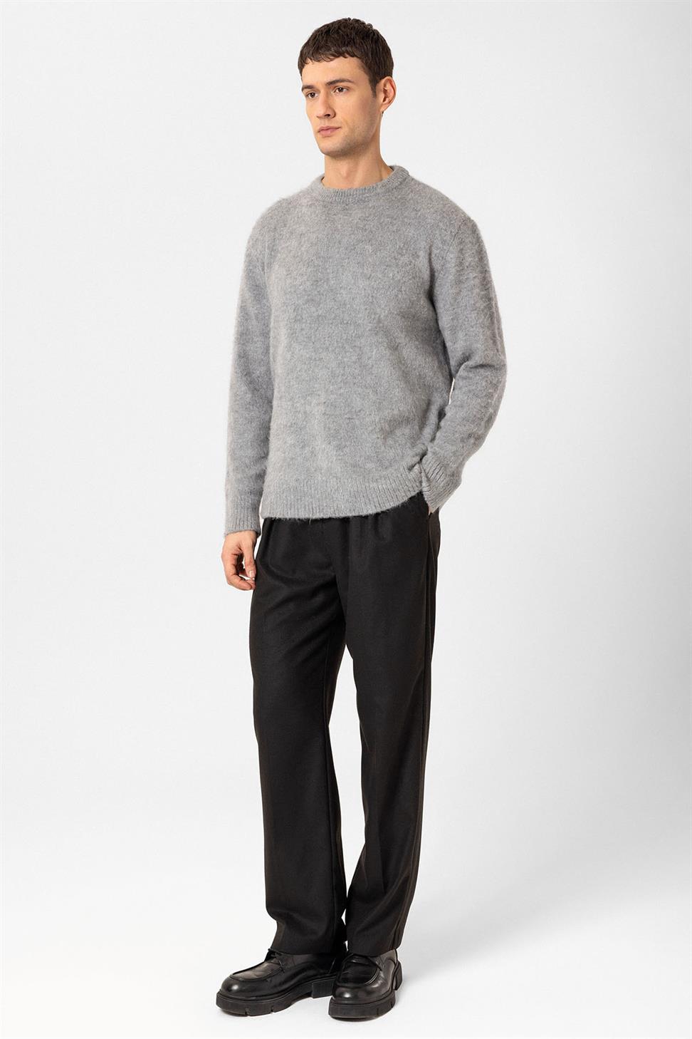 Antioch Gri Yumuşak Dokulu Erkek Kazak