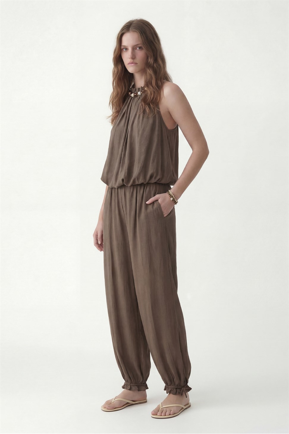 Antioch Haki 100% Lyocell Bluz Pantolon Takım