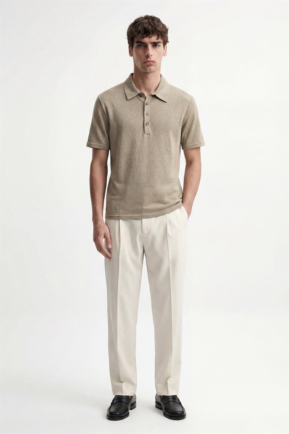 Antioch Haki Düğmeli Polo Yaka Erkek T-Shirt