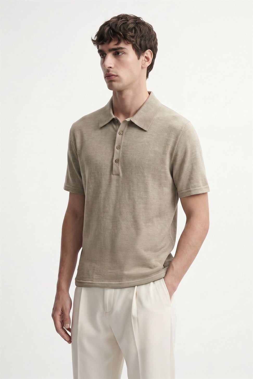 Antioch Haki Düğmeli Polo Yaka Erkek T-Shirt