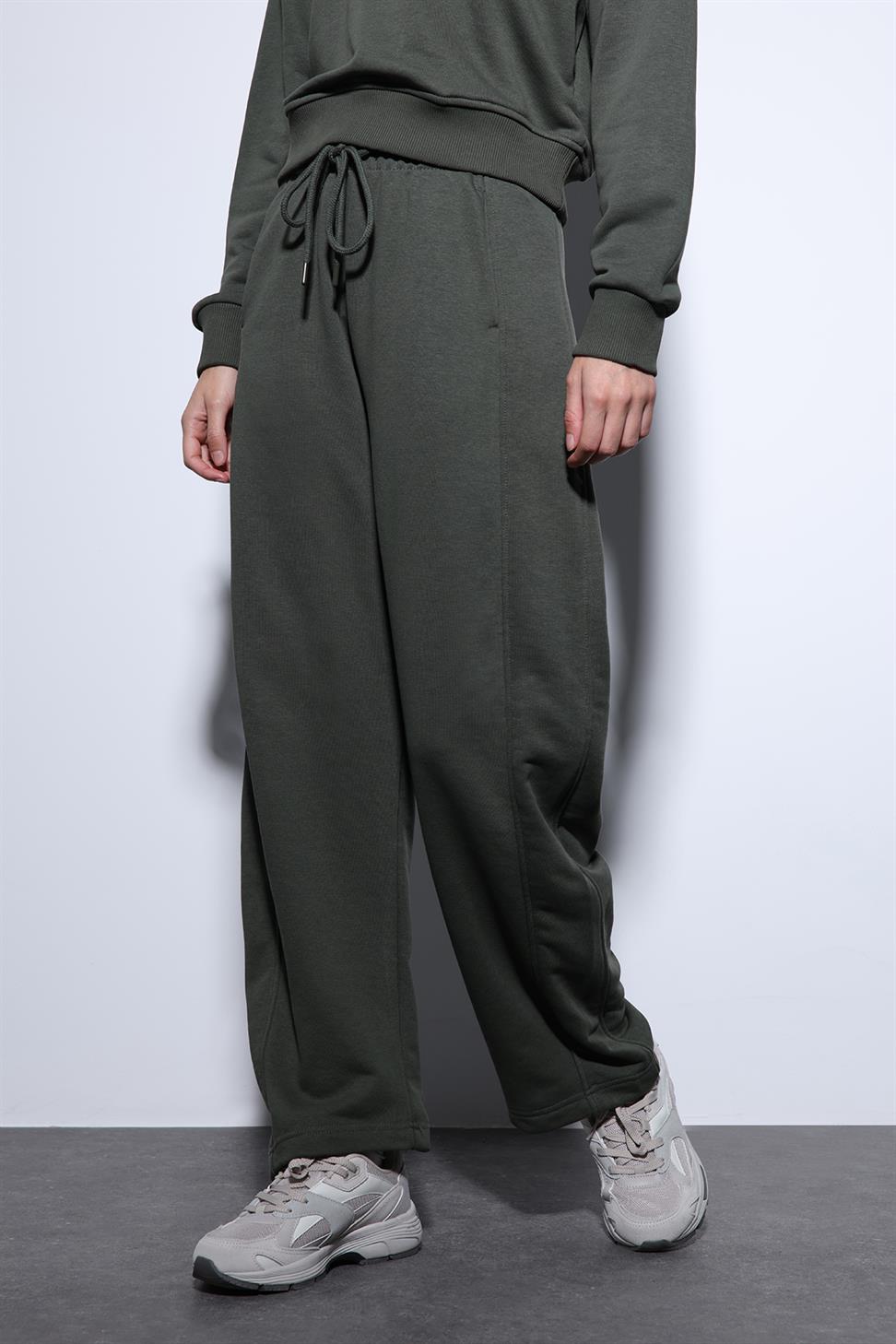 Antioch Haki Basic Düz Paça Kadın Eşofman Altı