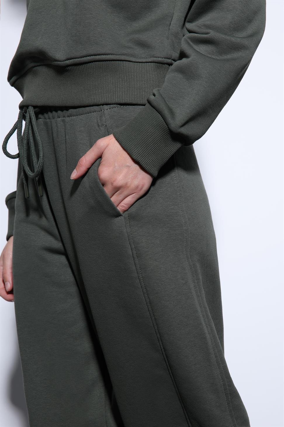 Antioch Haki Basic Düz Paça Kadın Eşofman Altı