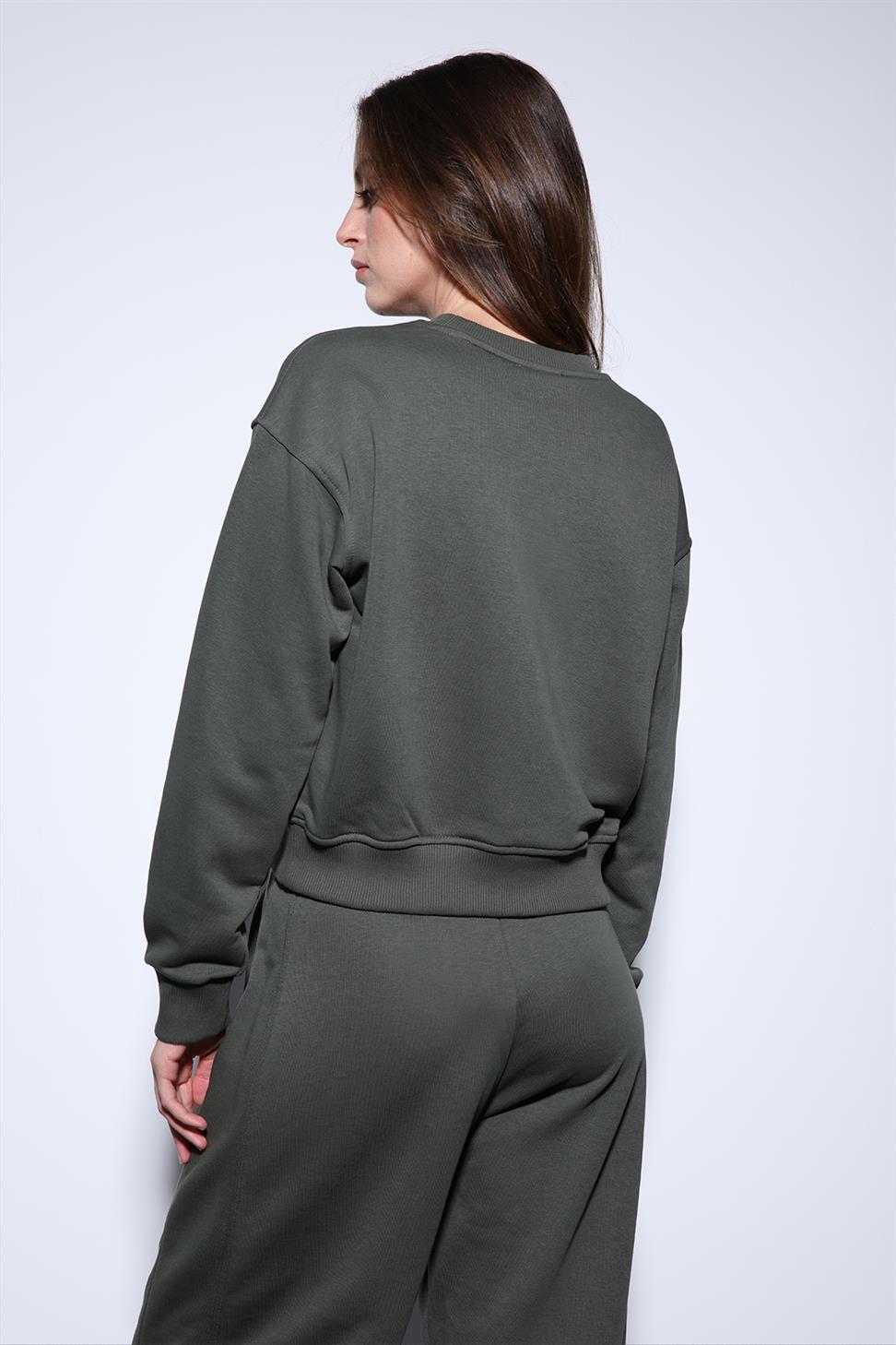 Antioch Haki Basic Kadın Sweatshirt