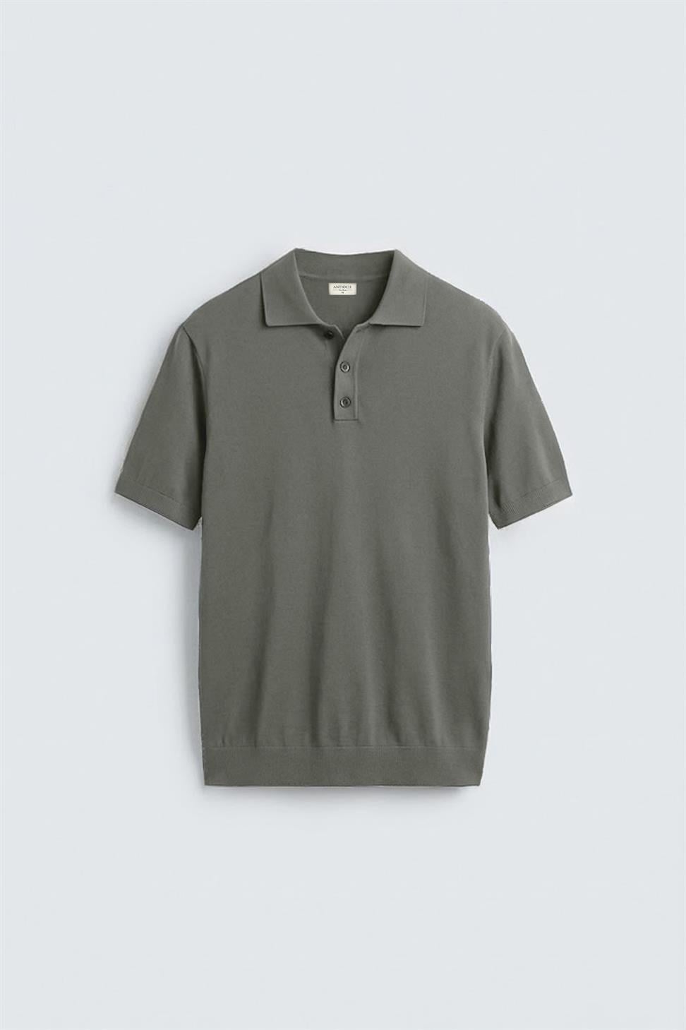 Antioch Haki Comfort Slim Polo Yaka Erkek Triko T-Shirt