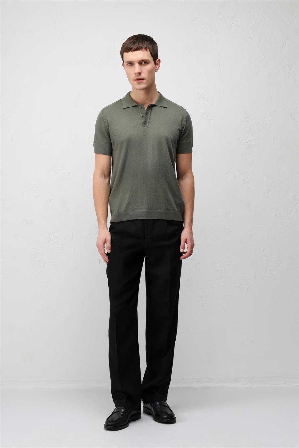 Comfort Slim Polo Neck Mens Knit T-Shirt